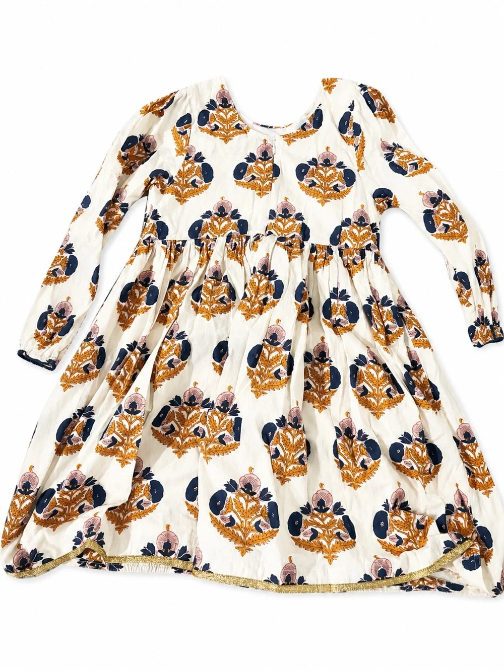 Pink Chicken Girls Cream Floral Print Long Sleeve Dress